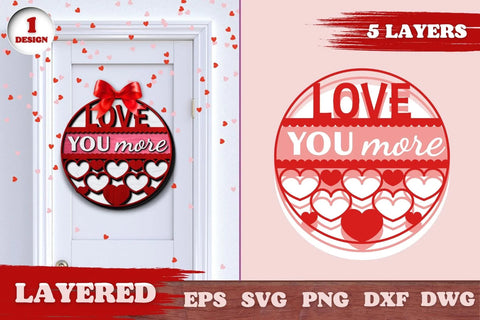 Valentines Day Door Hanger Multilayered Laser Cut File SVG SvgOcean 