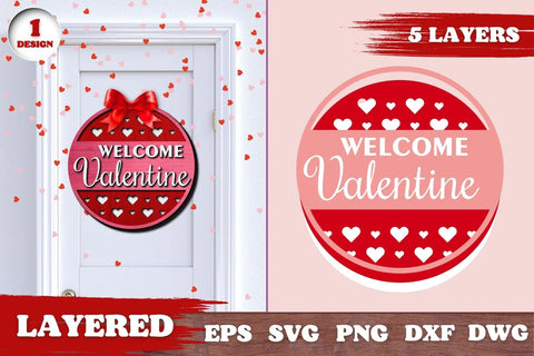 Valentines Day Door Hanger Multilayered Laser Cut File SVG SvgOcean 