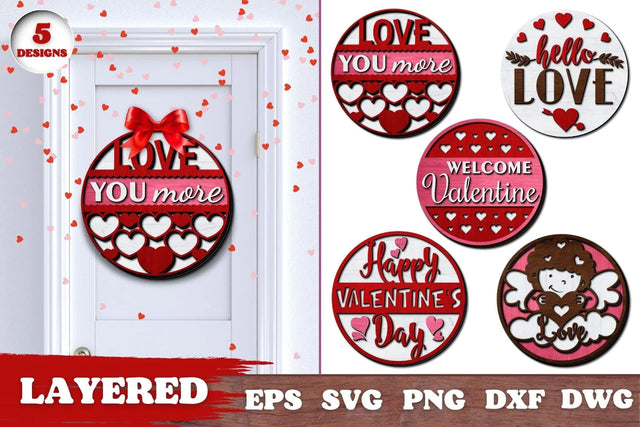 Valentines Day Door Hanger Multilayered Laser Cut File SVG SvgOcean 