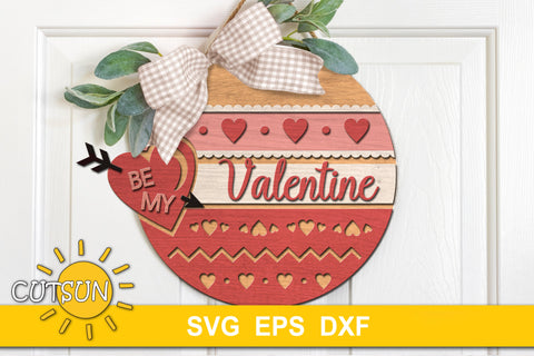 Valentines day door hanger SVG | Be My Valentine sign SVG CutsunSVG 