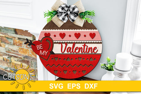 Valentines day door hanger SVG | Be My Valentine sign SVG CutsunSVG 