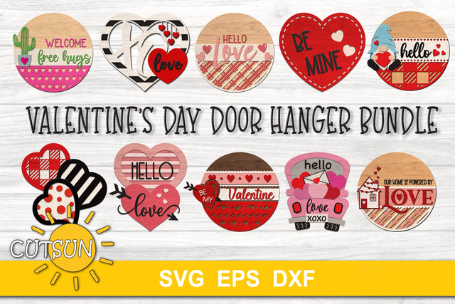 Valentines Day Door Hanger SVG bundle - 10 designs SVG CutsunSVG 