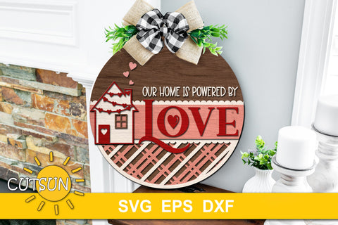 Valentines day door hanger SVG | Love Home sign SVG CutsunSVG 