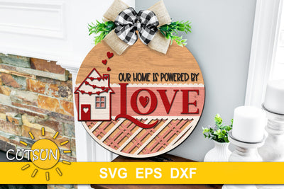 Valentines day door hanger SVG | Love Home sign SVG CutsunSVG 