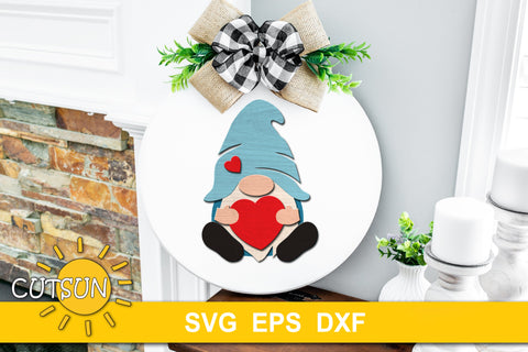 Valentines Day Door Hanger SVG | Valentine's day Gnome SVG CutsunSVG 