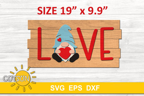 Valentines Day Door Hanger SVG | Valentine's day Gnome SVG CutsunSVG 