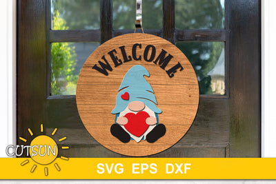 Valentines Day Door Hanger SVG | Valentine's day Gnome SVG CutsunSVG 