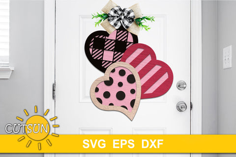 Valentines Day Door Hanger SVG | Valentine's day Hearts svg SVG CutsunSVG 