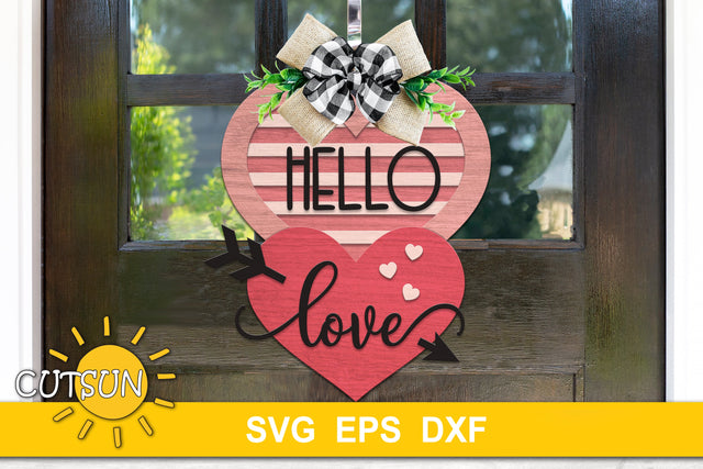 Valentines Day Door Hanger SVG | Valentine's day Hearts svg SVG CutsunSVG 