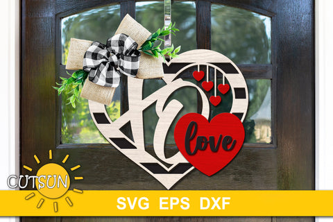 Valentines Day Door Hanger SVG | Valentine's day Hearts svg SVG CutsunSVG 