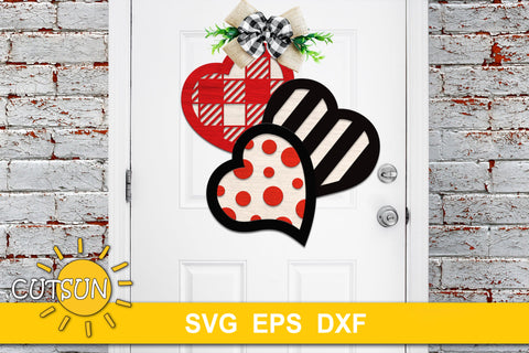 Valentines Day Door Hanger SVG | Valentine's day Hearts svg SVG CutsunSVG 