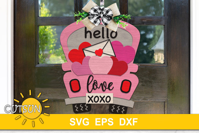 Valentines Day Door Hanger SVG | Valentine's day Truck svg SVG CutsunSVG 