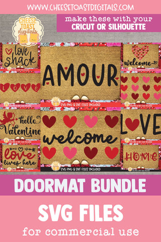 Valentine's Day Doormat SVG Bundle | Love Porch Decor Quotes SVG Cheese Toast Digitals 