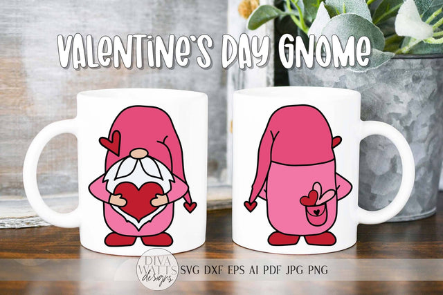 Valentine's Day Double Sided Gnome SVG | Glowforge Ready Files Included too! SVG Diva Watts Designs 