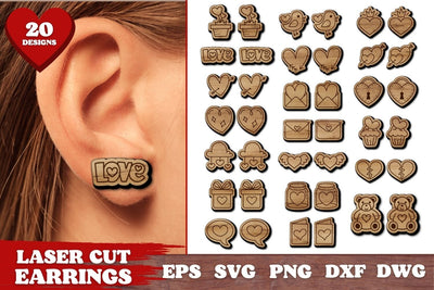 Valentines Day Earrings Laser Cut File SVG SvgOcean 