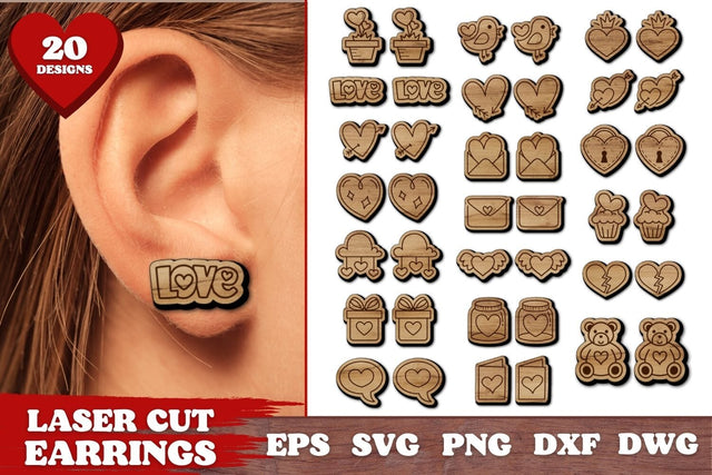 Valentines Day Earrings Laser Cut File SVG SvgOcean 