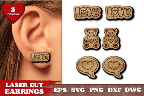 Valentines Day Earrings Laser Cut File SVG SvgOcean 