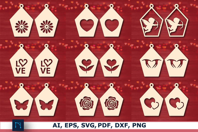 Valentine's Day Earrings Laser Cut SVG Bundle SVG MD JOYNAL ABDIN 