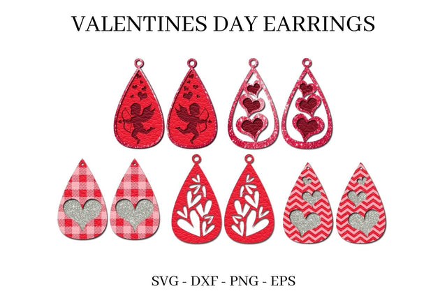 Valentines Day Earrings SVG Bundle | Faux Leather Templates SVG SvgOcean 