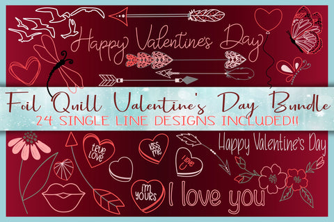 Valentines Day Element Bundle Foil Quill Single Line SVG SVG Harbor Grace Designs 