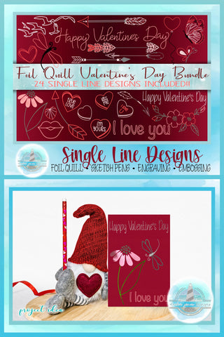 Valentines Day Element Bundle Foil Quill Single Line SVG SVG Harbor Grace Designs 