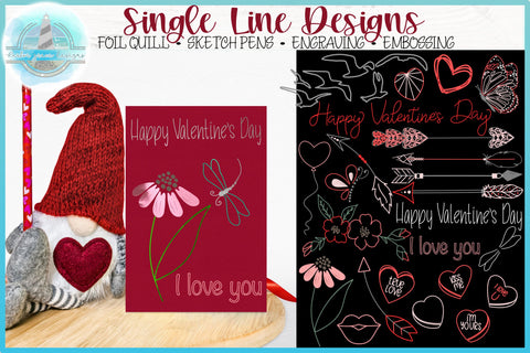 Valentines Day Element Bundle Foil Quill Single Line SVG SVG Harbor Grace Designs 