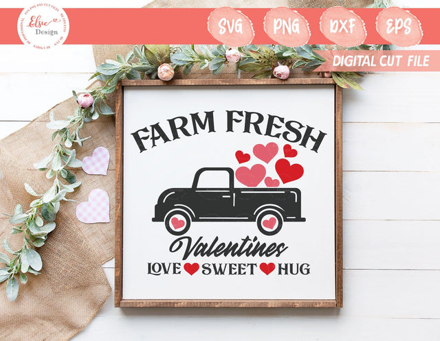 Valentine's Day - Farm Fresh Valentines Truck - SVG, PNG, DXF, EPS SVG Elsie Loves Design 