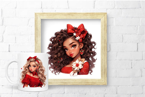 Valentines Day Fashion Girl Clipart Bundle Sublimation OrangeBrushStudio 