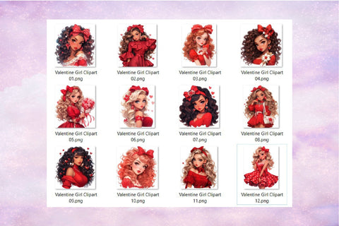Valentines Day Fashion Girl Clipart Bundle Sublimation OrangeBrushStudio 