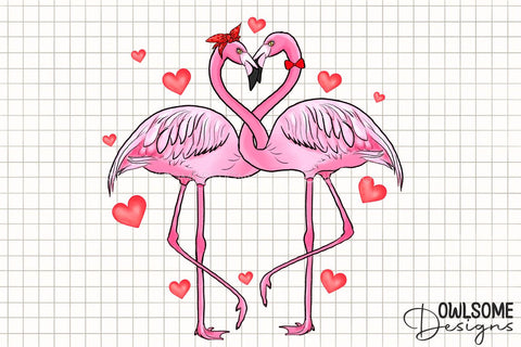 Valentine's Day Flamingo Couple Love PNG Sublimation Owlsome.Designs 