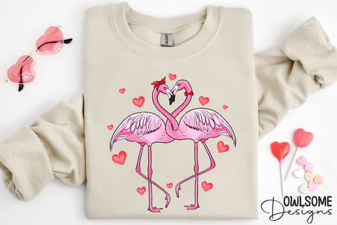 Valentine's Day Flamingo Couple Love PNG Sublimation Owlsome.Designs 