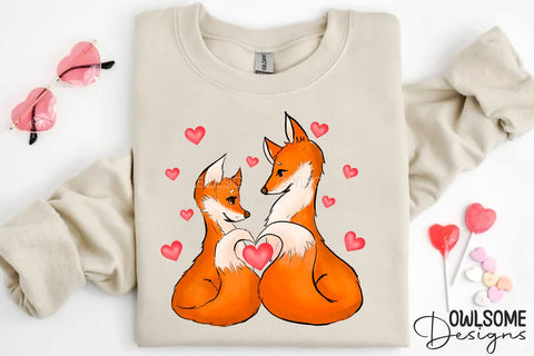 Valentine's Day Fox Couple PNG Sublimation Owlsome.Designs 