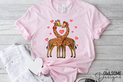 Valentine's Day Giraffes Couple PNG Design Sublimation Owlsome.Designs 