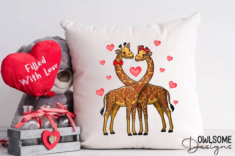 Valentine's Day Giraffes Couple PNG Design Sublimation Owlsome.Designs 
