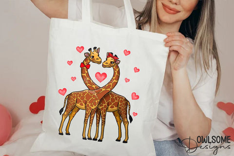 Valentine's Day Giraffes Couple PNG Design Sublimation Owlsome.Designs 