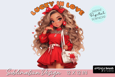 Valentines Day Girl Sublimation Design. Valentine Quote PNG Sublimation OrangeBrushStudio 