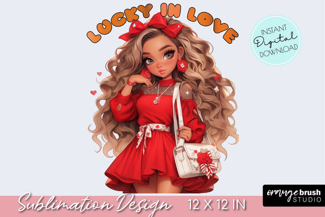 Valentines Day Girl Sublimation Design. Valentine Quote PNG Sublimation OrangeBrushStudio 