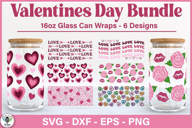 Valentine's Day Glass Can SVG Bundle SVG B Renee Design 