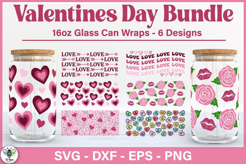 Valentine's Day Glass Can SVG Bundle SVG B Renee Design 