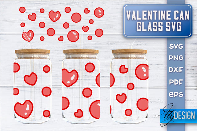 Valentine’s Day Glass Can Wrap SVG | 16 oz Libbey Glass Can Wrap SVG | Love Glass Can | Wrap Template | 16 oz glass can wrap | Soda Can Glass Wrap SVG Fly Design 