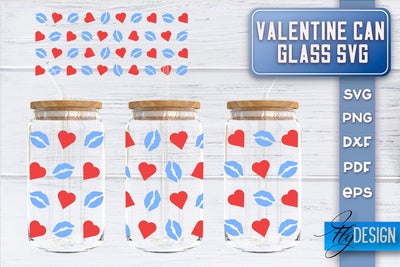 Valentine’s Day Glass Can Wrap SVG | 16 oz Libbey Glass Can Wrap SVG | Love Glass Can | Wrap Template | 16 oz glass can wrap | Soda Can Glass Wrap SVG Fly Design 