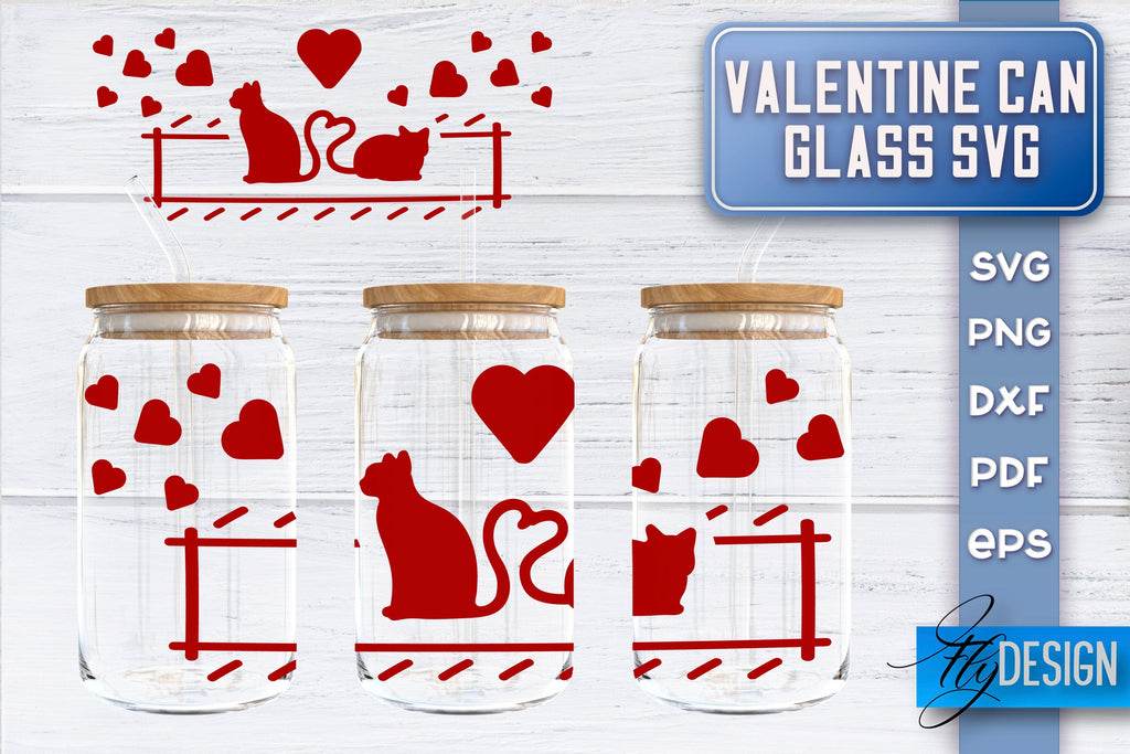 Valentine’s Day Glass Can Wrap SVG | 16 oz Libbey Glass Can Wrap SVG ...