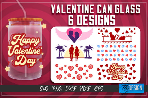 Valentine’s Day Glass Can Wrap SVG | 16 oz Libbey Glass Can Wrap SVG | Love Glass Can | Wrap Template | 16 oz glass can wrap | Soda Can Glass Wrap SVG Fly Design 