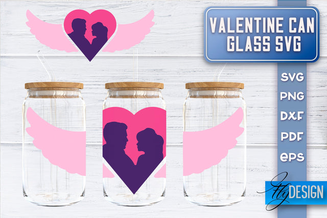 Valentine’s Day Glass Can Wrap SVG | 16 oz Libbey Glass Can Wrap SVG | Love Glass Can | Wrap Template | 16 oz glass can wrap | Soda Can Glass Wrap SVG Fly Design 