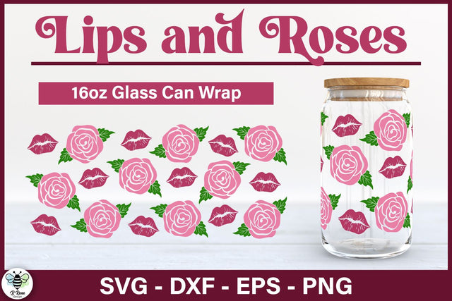 Valentine's Day Glass Can Wrap SVG B Renee Design 