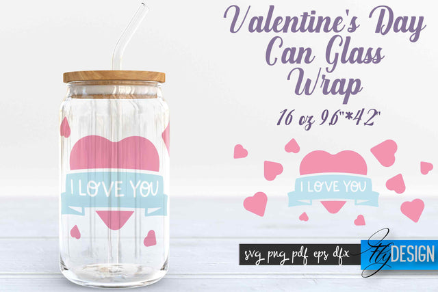 Valentine’s Day Glass Can Wrap SVG SVG Fly Design 