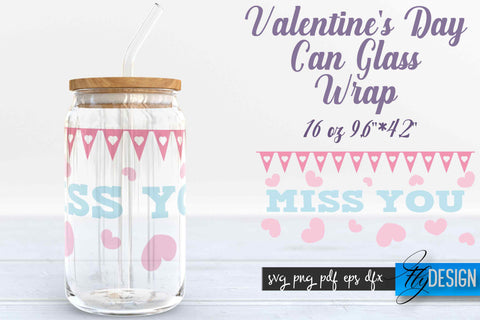 Valentine’s Day Glass Can Wrap SVG SVG Fly Design 