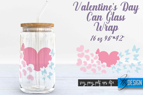 Valentine’s Day Glass Can Wrap SVG SVG Fly Design 