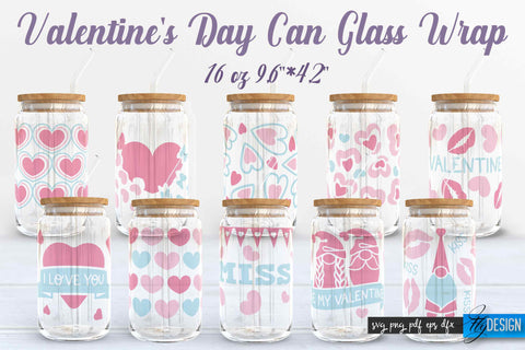 Valentine’s Day Glass Can Wrap SVG SVG Fly Design 