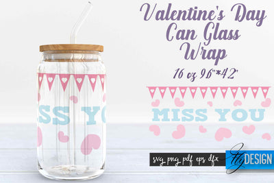 Valentine’s Day Glass Can Wrap SVG SVG Fly Design 